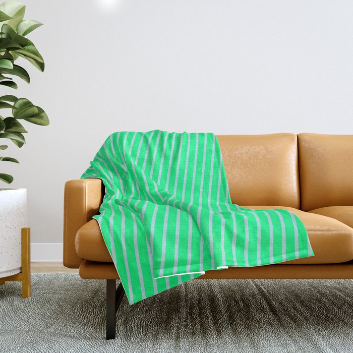 Green & Powder Blue Colored Pattern of Stripes Throw Blanket