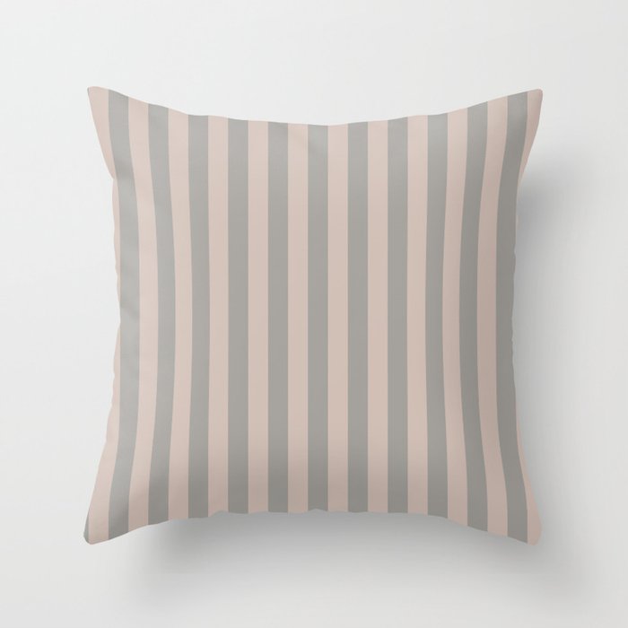 Grey and cream Vertical Cabana Stripe Throw Pillow