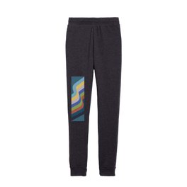 Super Retro Rainbow Wave 3 Blue Kids Joggers