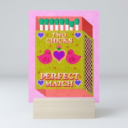 2 Chicks Perfect Match Vintage Matchbox Green & Pink Palette Mini Art Print