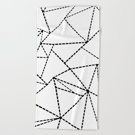 Abstract Dotted Lines Black and White Beach Towel