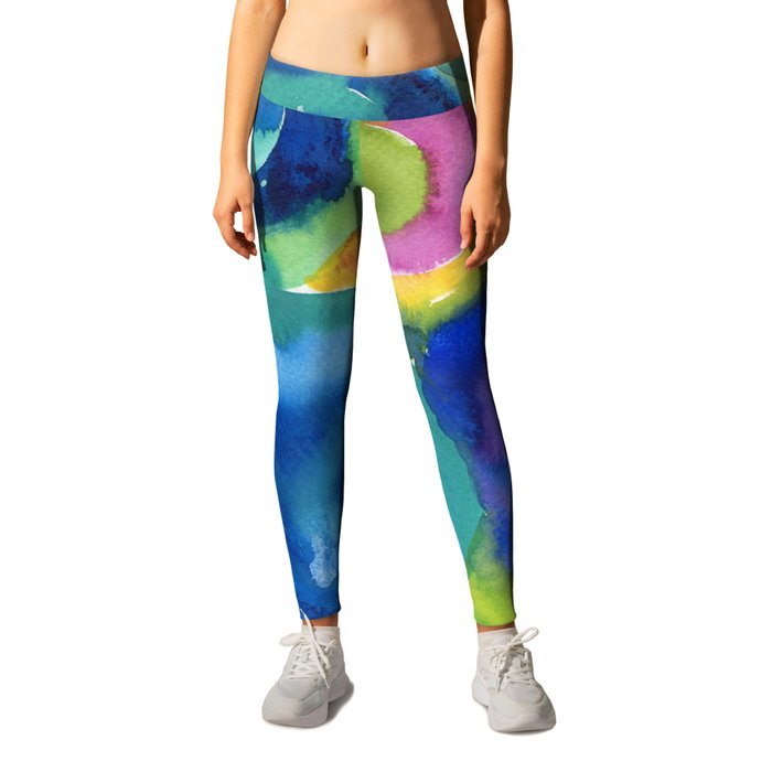 abstract mood in blue and green Leggings