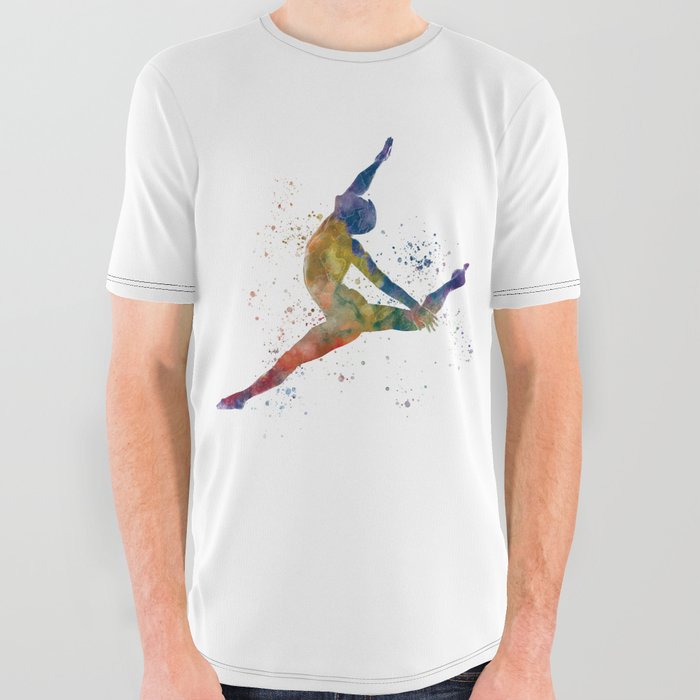 Contemporary male dance in watercolor All Over Graphic Tee
