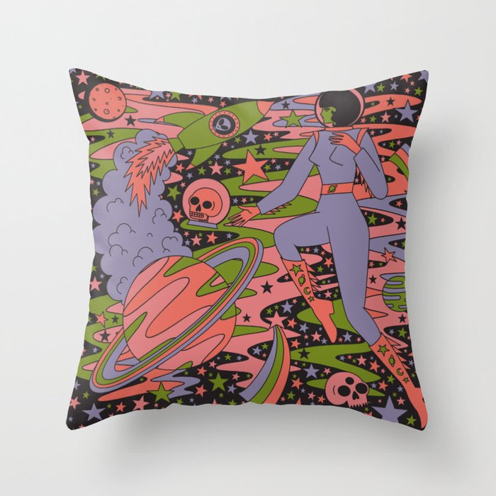 Psychedelic Space  Throw Pillow
