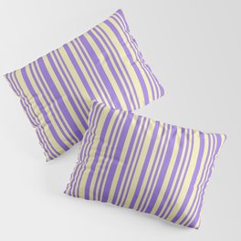 [ Thumbnail: Pale Goldenrod and Purple Colored Stripes/Lines Pattern Pillow Sham ]