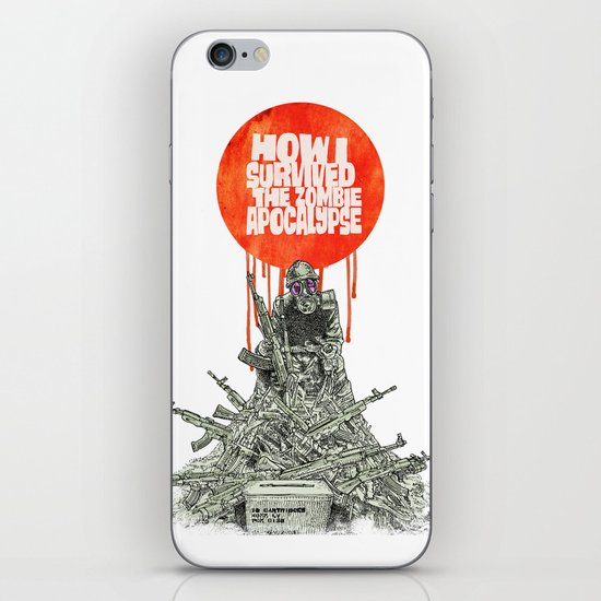 How I Survived The Zombie Apocalypse (colour option) iPhone & iPod Skin
