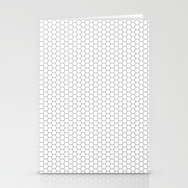 Hexagon Pattern Grey and White Stationery Cards