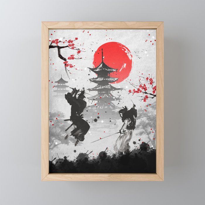 samurai fight Framed Mini Art Print