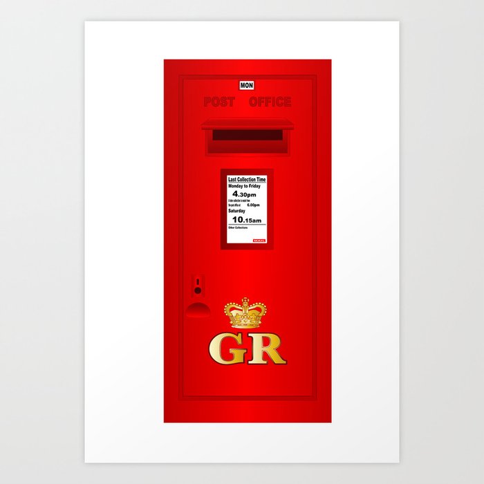 Traditional British  Georges Reign Postbox Art Print