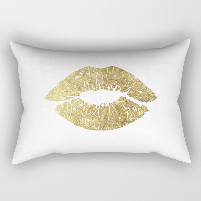 Gold Lips, Vanity Decor Rectangular Pillow