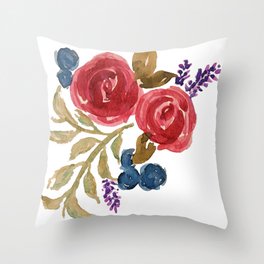 Simple Watercolor Roses Throw Pillow