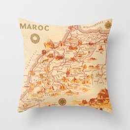 Vintage Morocco Map Throw Pillow