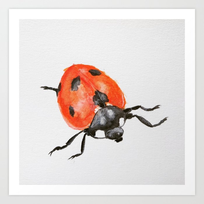 Watercolor Ladybird/Ladybug Art Print By Petar Tica | Society6