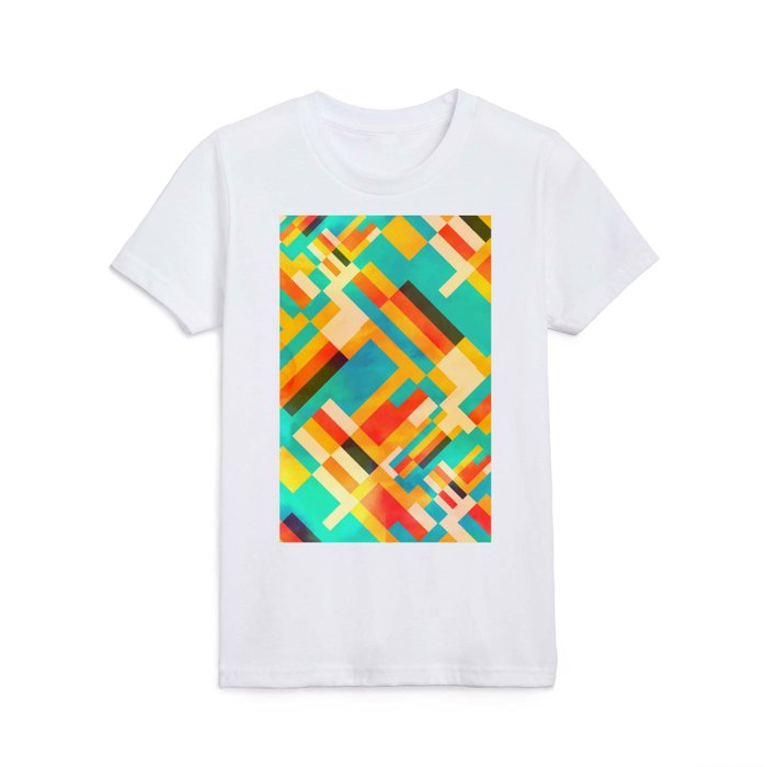 Retro Watercolor Abstract Lines Collection Kids T Shirt