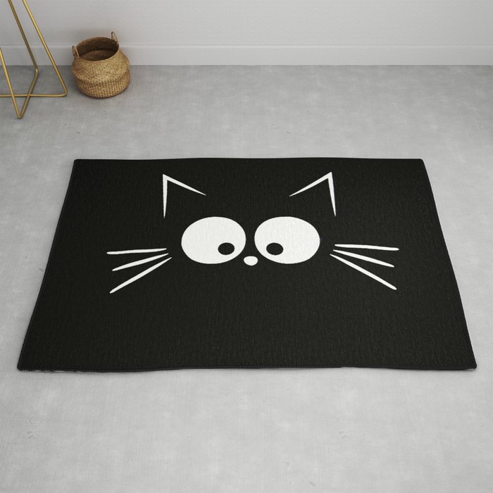 Cute Black Cat Rug by ValentinaDesign