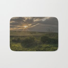 Sunset Bath Mat | Photo, Color, Greenfield, Greencolor, Greengrass, Clouds, Rural, Romanialandscape, Sunset 