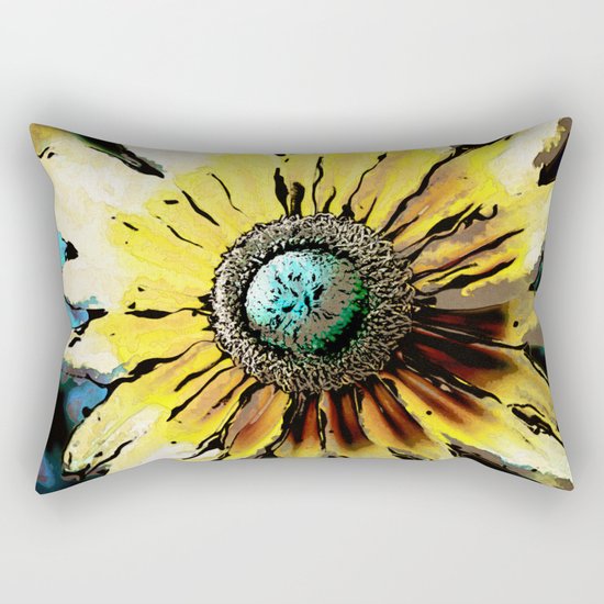 Golden Daisy Flower Rectangular Pillow