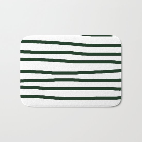 Simply Drawn Stripes in Pine Green Bath Mat