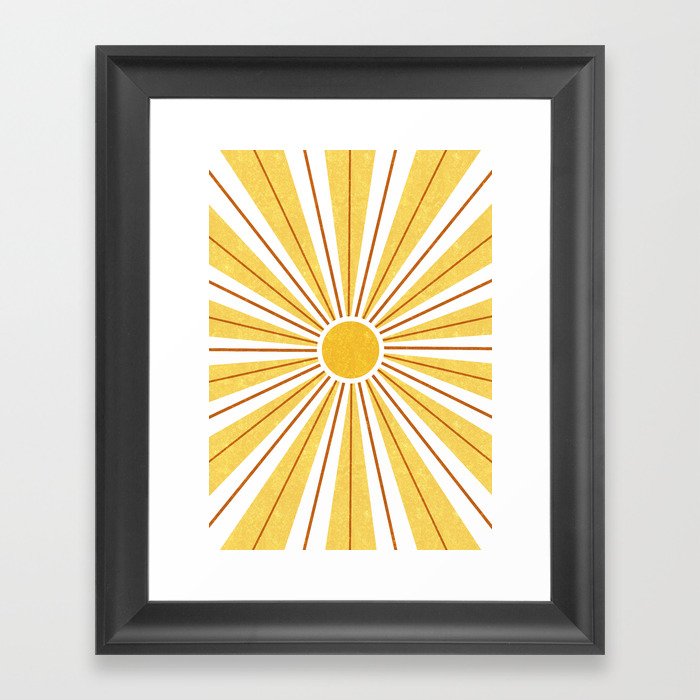 Yellow Sun – Textured Mid Century Modern Wall Art Framed Art Print