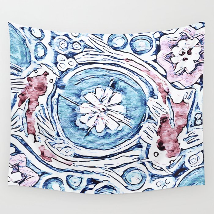 Koi fish twirling pattern Wall Tapestry