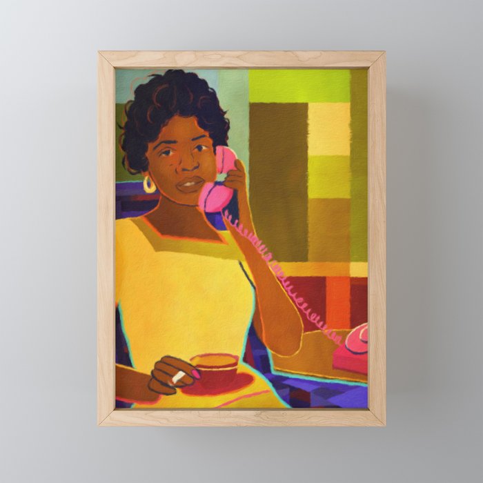 Lou - Black Woman Art Framed Mini Art Print