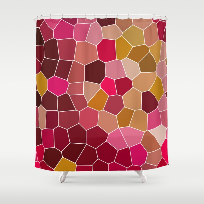 Hexagon Abstract Pink_Olive Shower Curtain
