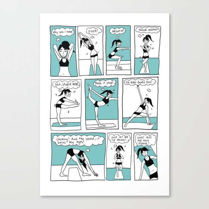 Bikram Yoga Comic Leinwanddruck Von Abrunton Society6