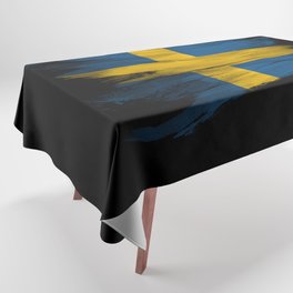 Sweden flag brush stroke, national flag Tablecloth
