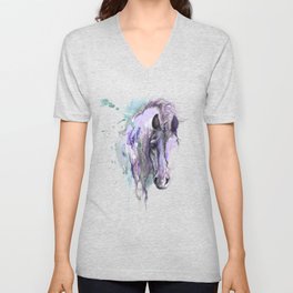 Purple Horse V Neck T Shirt
