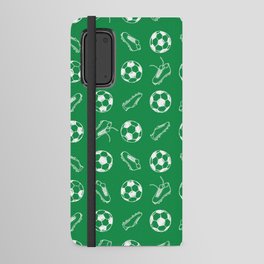 Soccer balls and boots doodle pattern. Digital Illustration Background Android Wallet Case