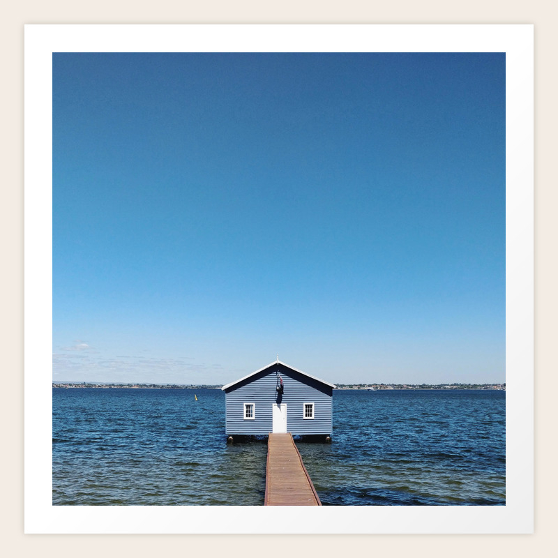 A Blue Boat House Sky And Harbour In Perth Western Australia Art