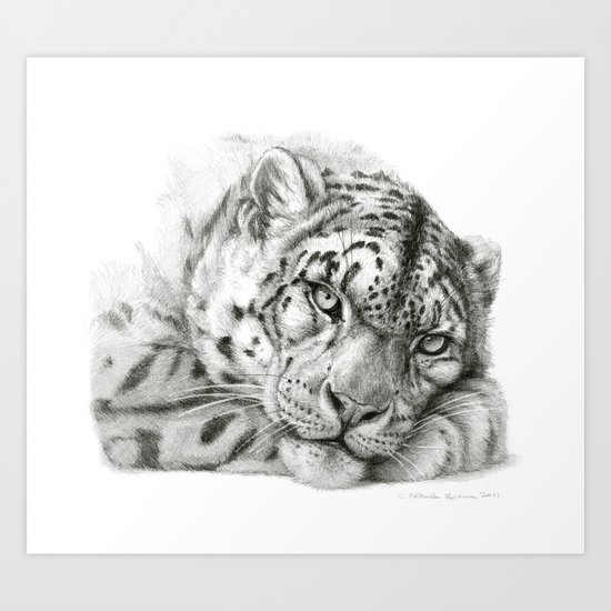 Pensive Snow Leopard G2011-011 Art Print