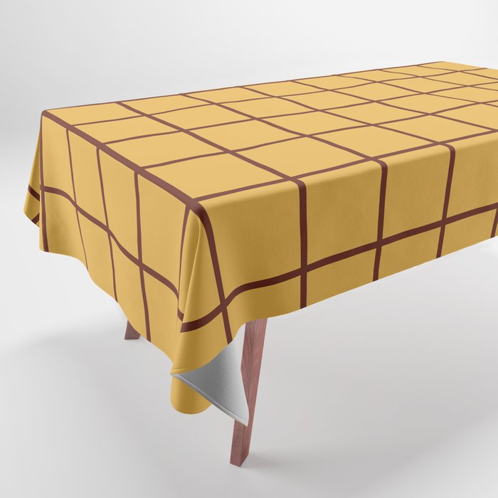 Grid Pattern Brown and Yellow Tablecloth