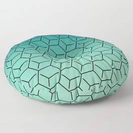 Turquoise Hexagon Cube Pattern Floor Pillow
