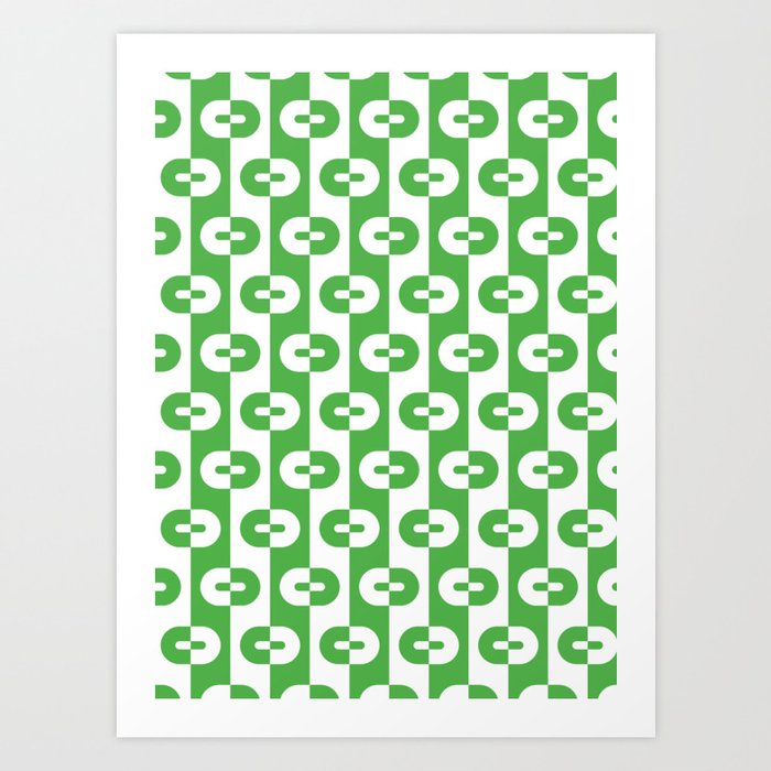 Geometric Pattern - White Green Art Print