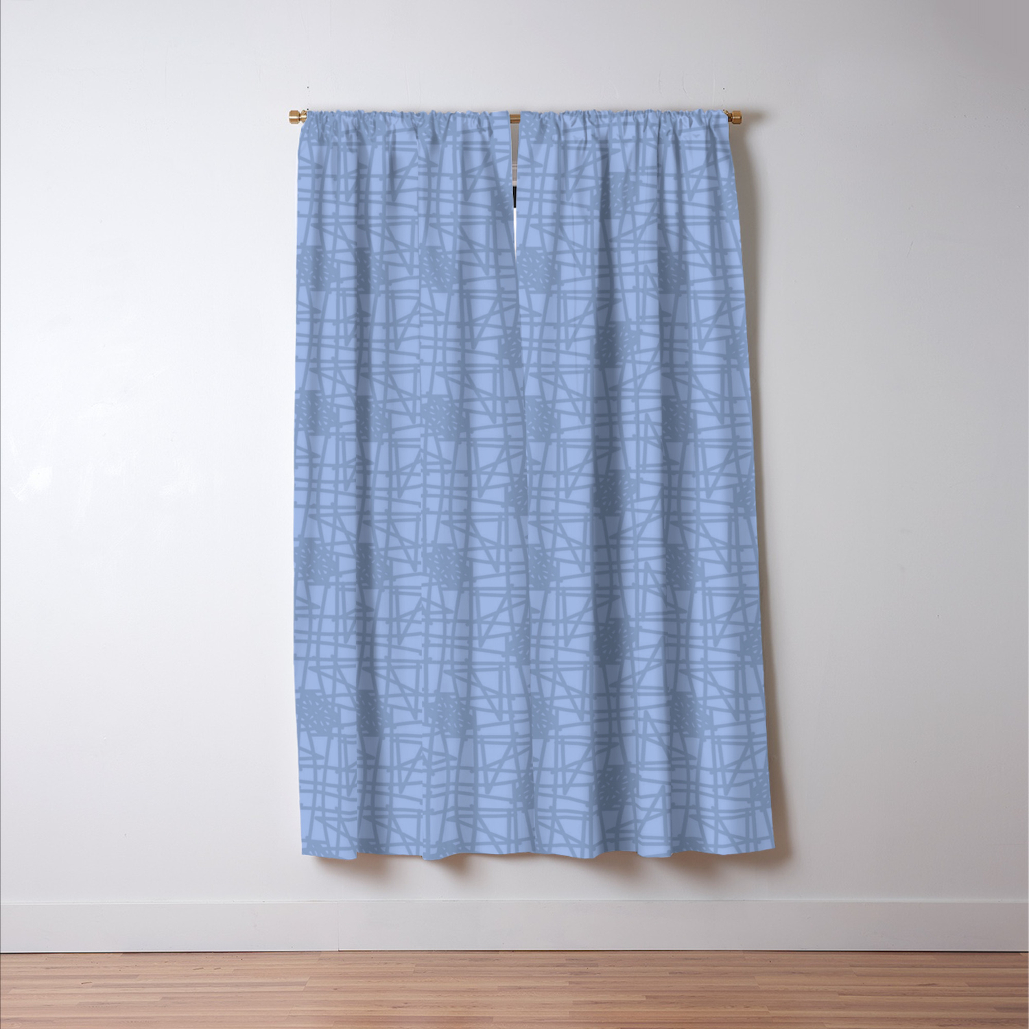 Dusty Blue Scribble Knots Pattern Blackout Curtain By