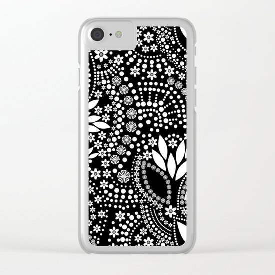 Placer of white beads on a black background . Clear iPhone Case