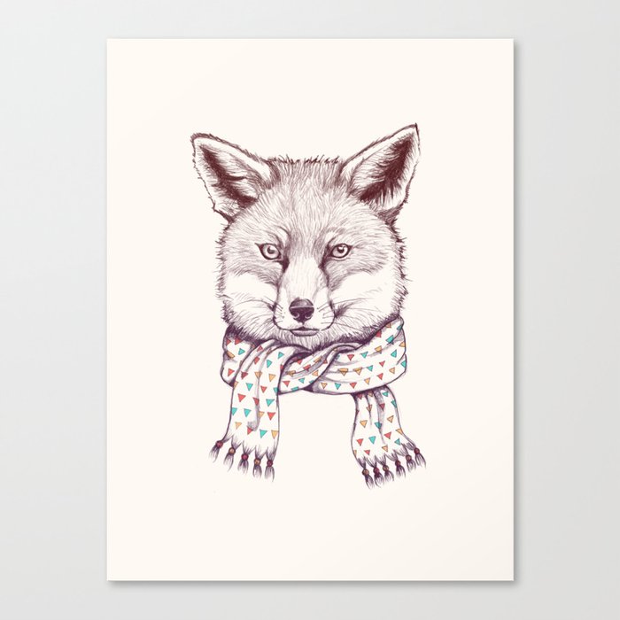 Fox and scarf Canvas Print
