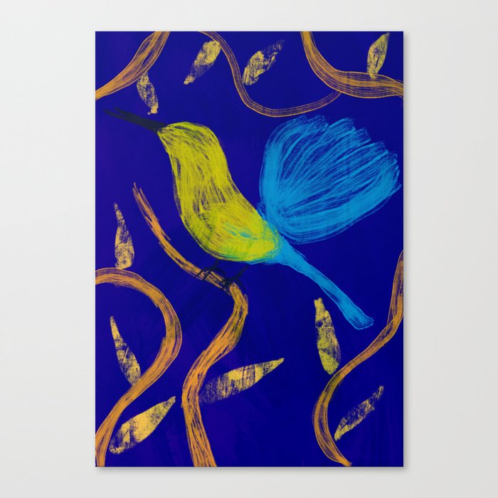 Yellow blue bird Canvas Print