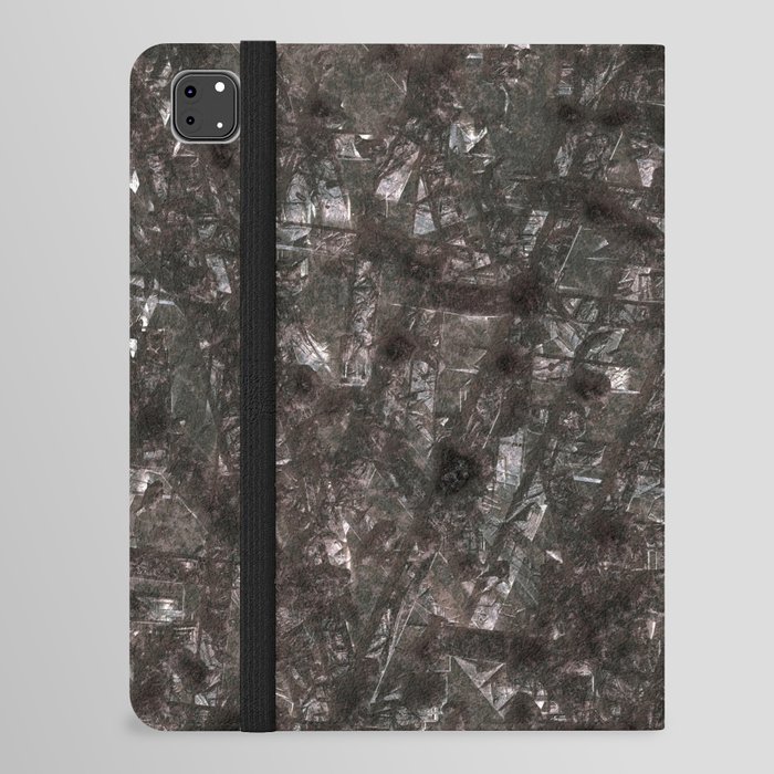 Abstract grey cracked and scratched grey metal panel iPad Folio Case