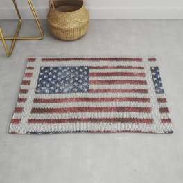 Knitted Stars And Stripes American Flag Rug