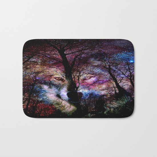 wolf in the forest Bath Mat