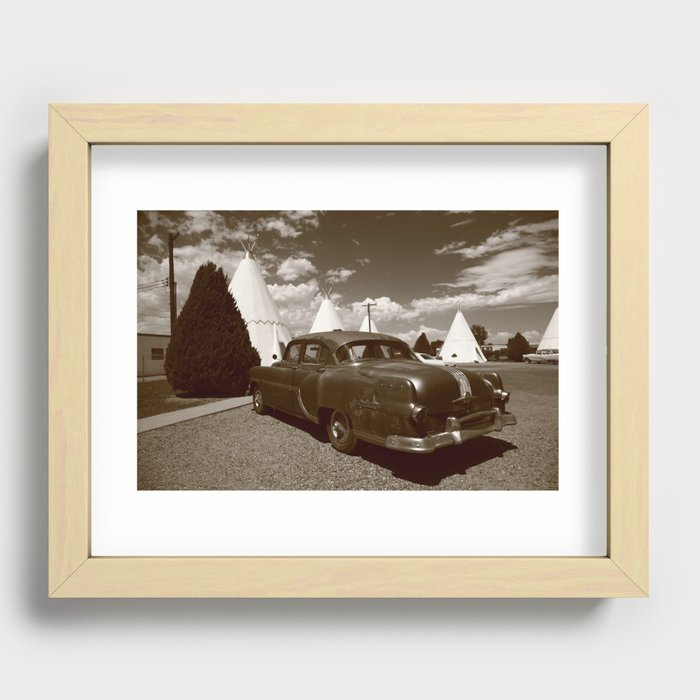 Route 66 Wigwam Motel and Classic Car 2012 #3 Sepia Recessed Framed Print