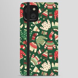 Ugly Christmas Fashion red green white iPhone Wallet Case