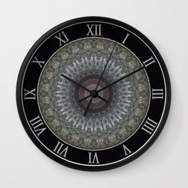 Mandala in grey and brown tones Wall Clock