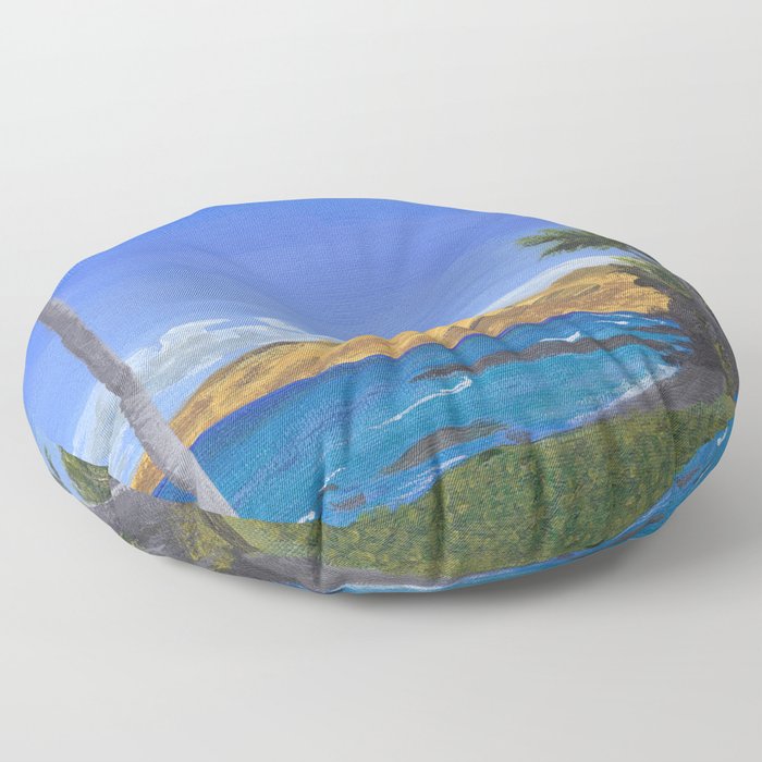 Tropical Hawaii Coastline Floor Pillow