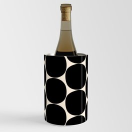 Mid-Century Mod Minimalist Dot Pattern in Black and Almond Cream Wine Chiller
