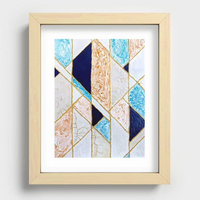 Art Deco Geometric Crackle Recessed Framed Print