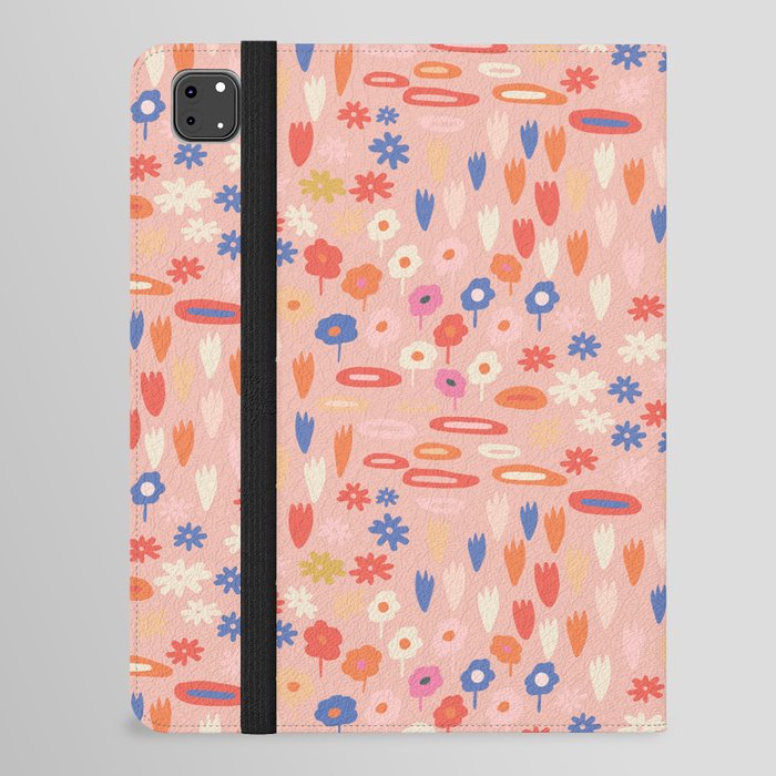 Meadow - Spring Floral Abstract Pattern Pink iPad Folio Case