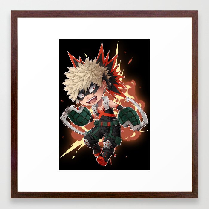 Society6 Bnha Bakugou Katsuki Chibi Blackbg Framed Art Print By Zero0810 Conservation Walnut Medium Gallery 22x22 From Society6 Shefinds